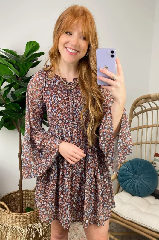 Instinctive Impression Floral Print Bell Sleeve Dress - FINAL SALE sold by Madison + Mallory