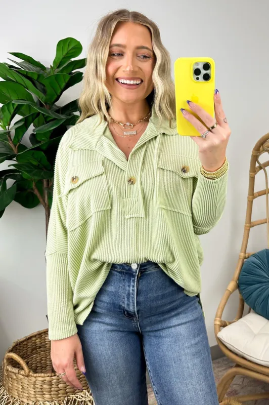 Eleri Ribbed Oversized Henley Button Top - FINAL SALE sold by Madison + Mallory