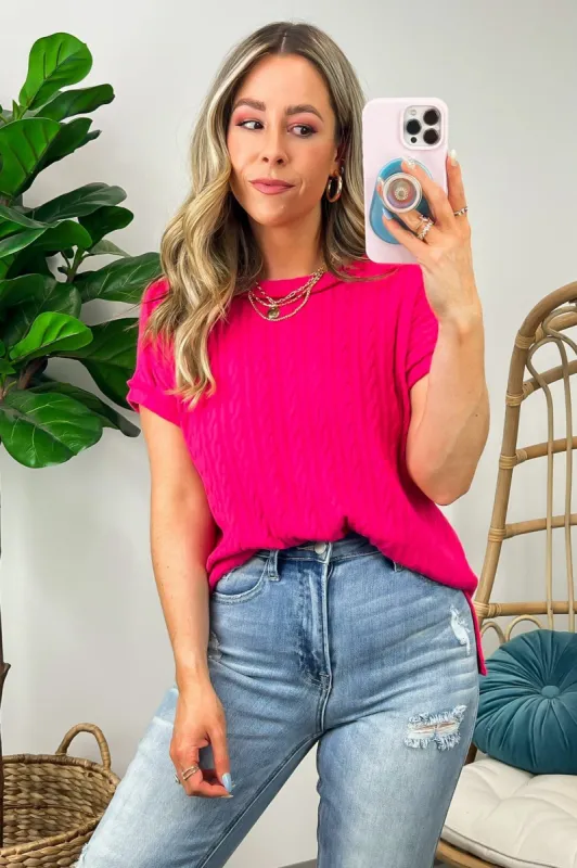 Sorayah Cable Knit Short Sleeve Top - FINAL SALE sold by Madison + Mallory