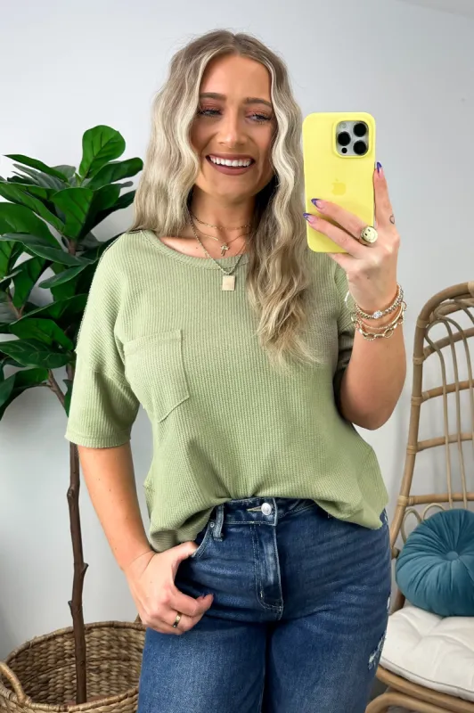 Paityn Ribbed Cutout Back Pocket Top - FINAL SALE sold by Madison + Mallory