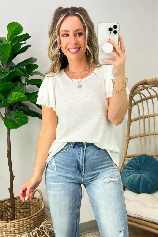 Adorable Behavior Ruffle Sleeve Top - FINAL SALE sold by Madison + Mallory