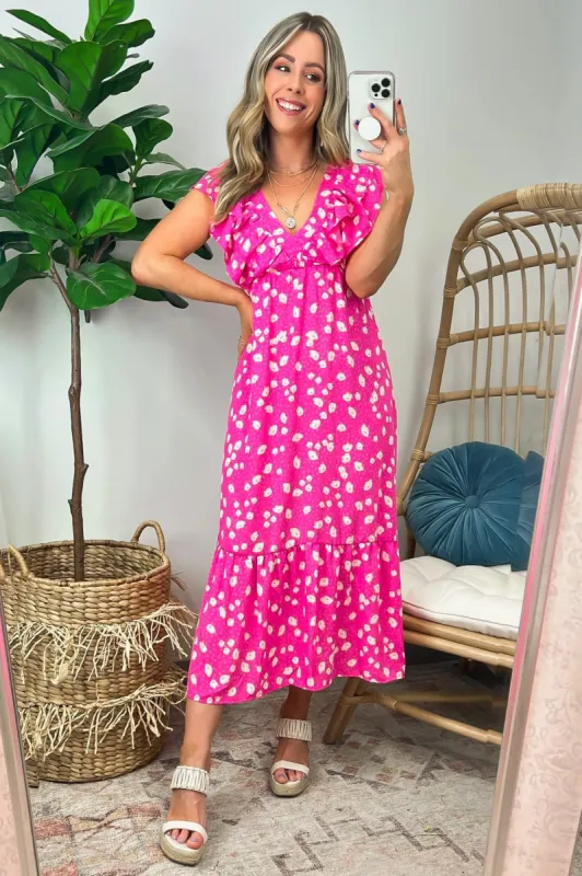 Flirty All the Time Ruffle Sleeve Tiered Floral Midi Dress sold by Madison + Mallory