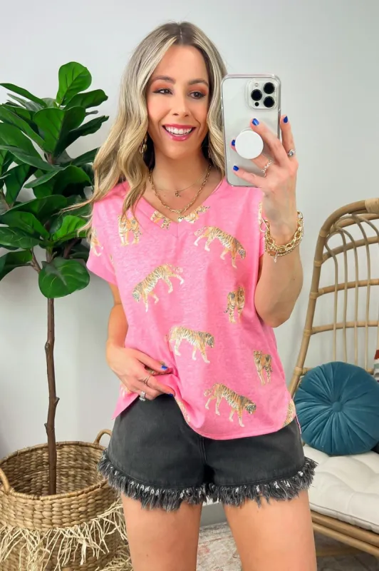 Feeling Wild Tiger Print V-Neck Top - FINAL SALE sold by Madison + Mallory