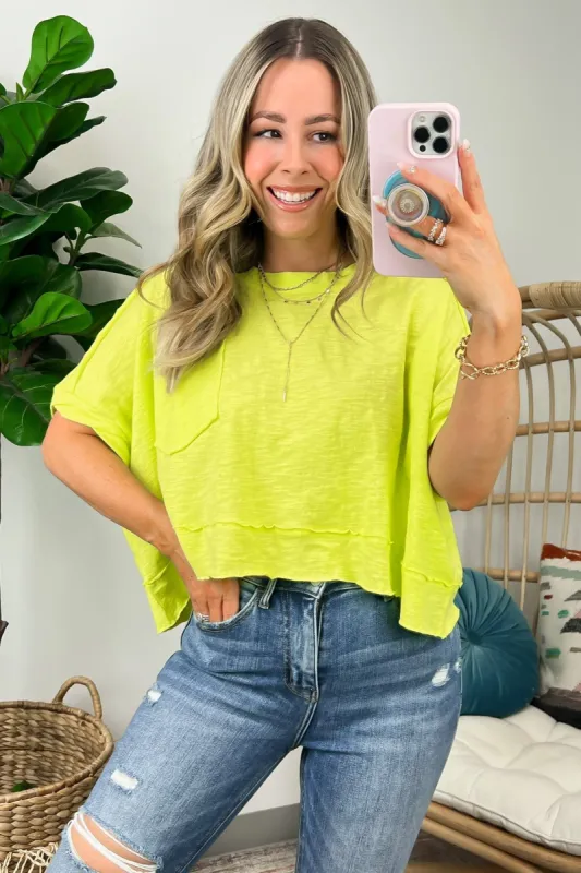 Honovi Half Sleeve Raw Edge Pocket Top - FINAL SALE sold by Madison + Mallory