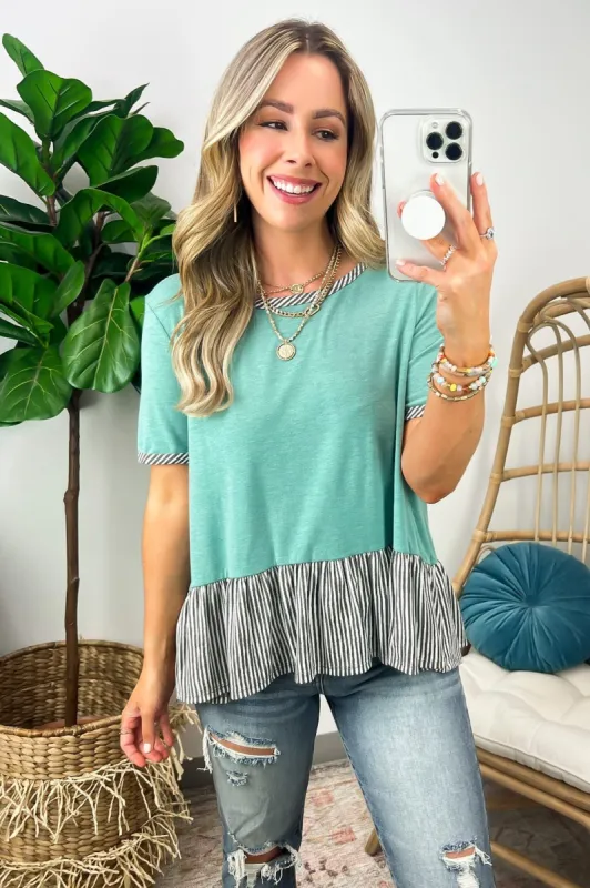 Sweet Takeaway Striped Peplum Ruffle Hem Top - FINAL SALE sold by Madison + Mallory