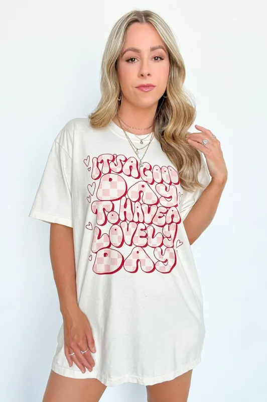 It's A Good Day Checkered Oversized Graphic Tee - FINAL SALE sold by Madison + Mallory