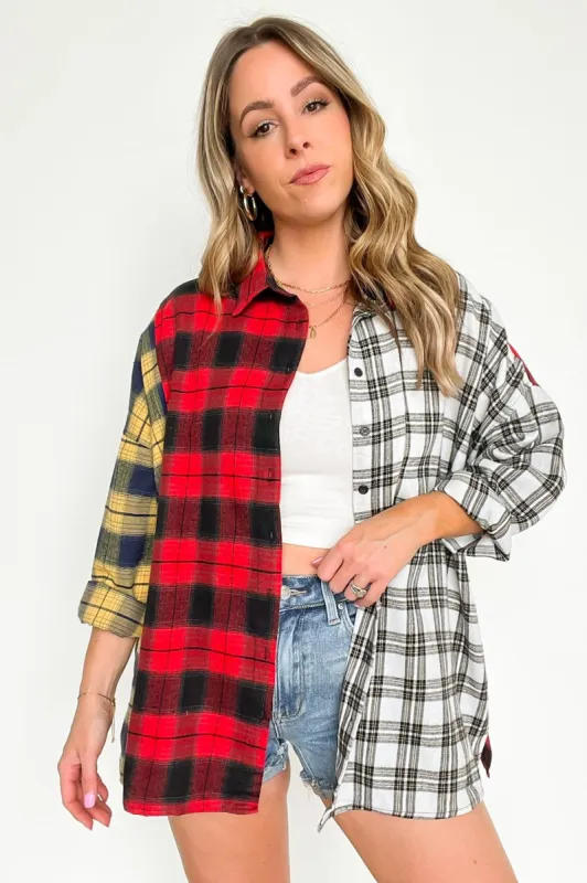 Casual Moves Contrast Plaid Button Down Top sold by Madison + Mallory