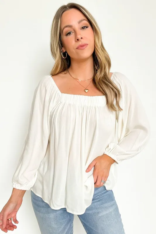 Avyaan 3/4 Sleeve Flowy Peasant Top - FINAL SALE sold by Madison + Mallory