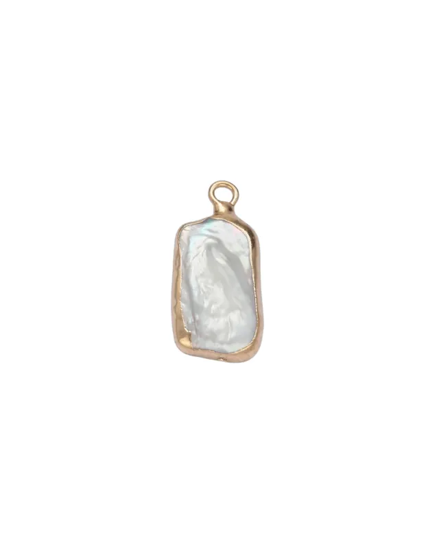 White Biwa Freshwater Pearl Charm made by Oceanne