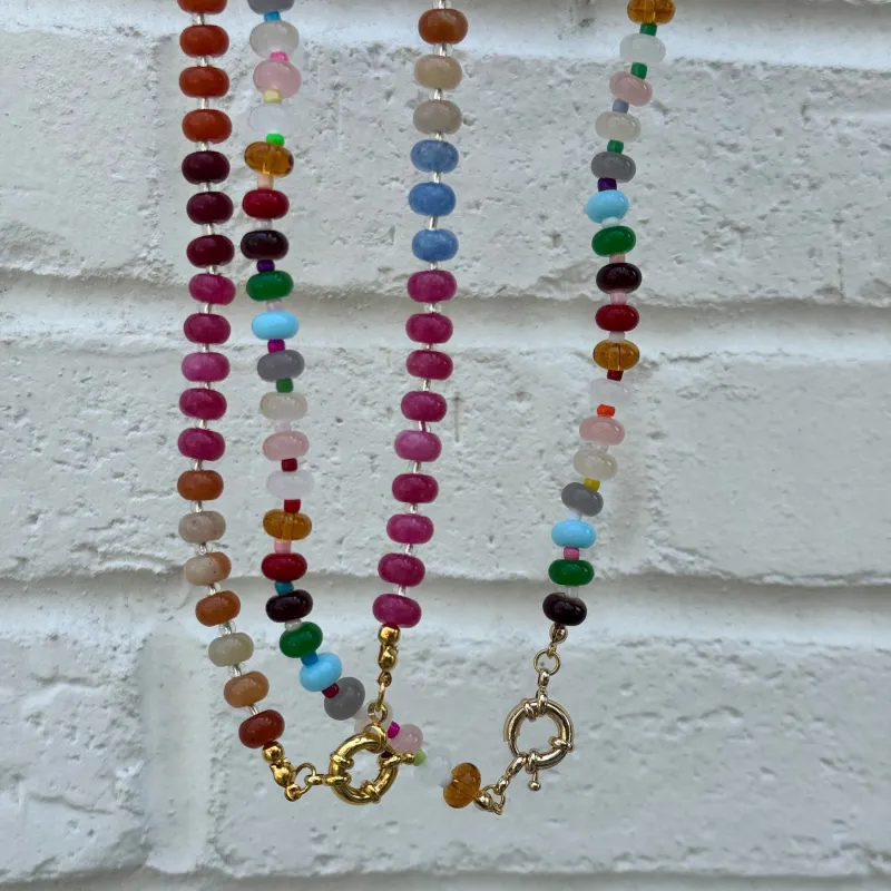Glass Beaded Necklace with Sailor Spring Clasp made by Oceanne