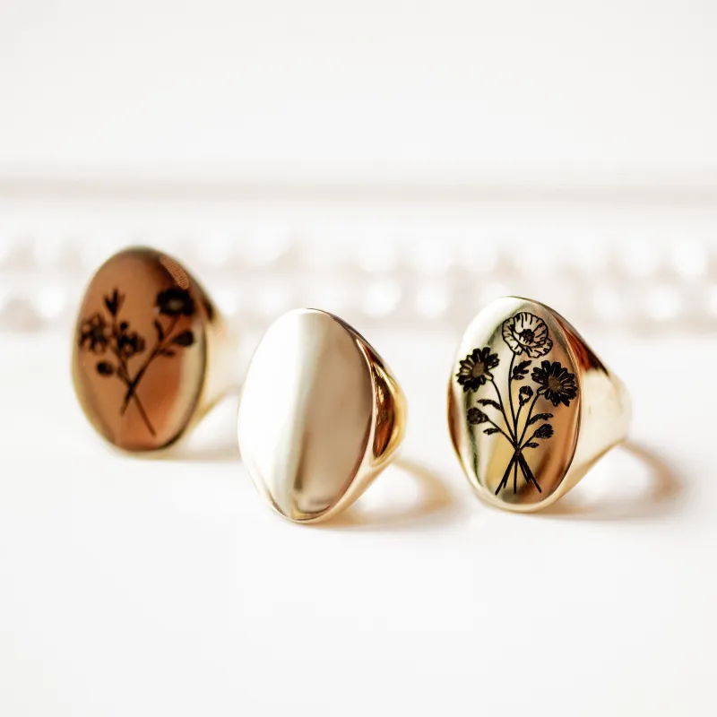 Bloom Birthflowers Signet Ring made by Oceanne