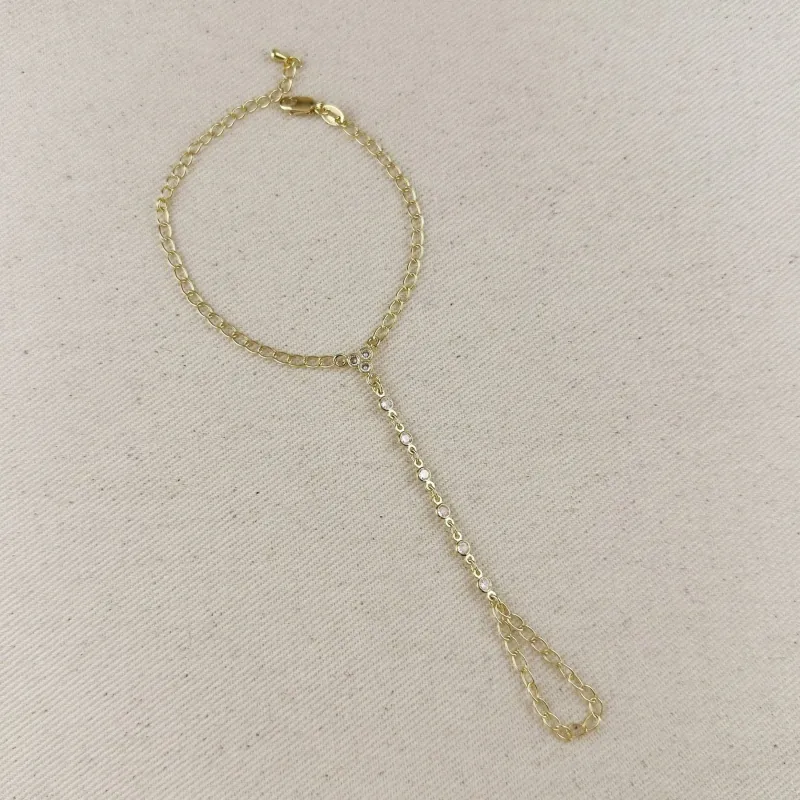 Dainty Round Bezel Hand Chain made by Oceanne