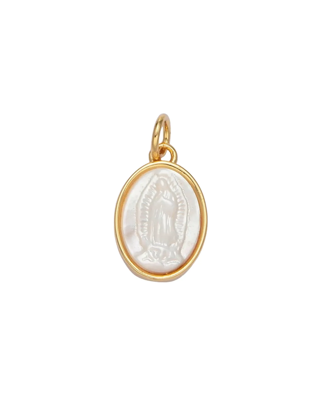 Mini Pearl Mother Mary Charm sold by Oceanne