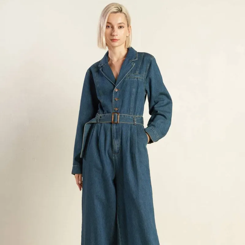 Washed Denim Jumpsuit made by Flying Tomato