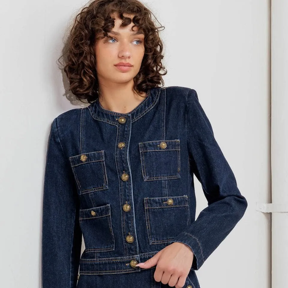 A washed denim jacket sold by Oceanne product image thumbnail 5