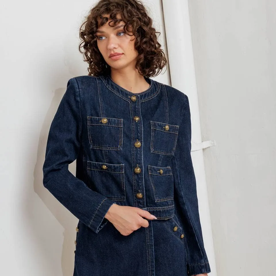 A washed denim jacket sold by Oceanne product image thumbnail 4