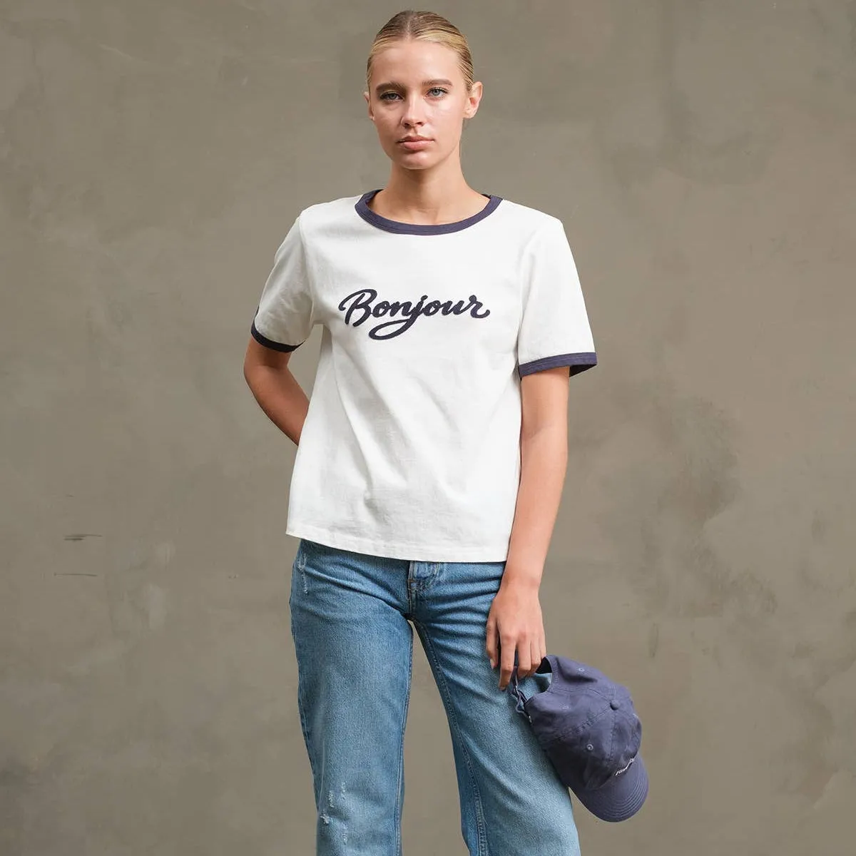 Bonjour Contrast Ringer Tee sold by Oceanne product image thumbnail 4