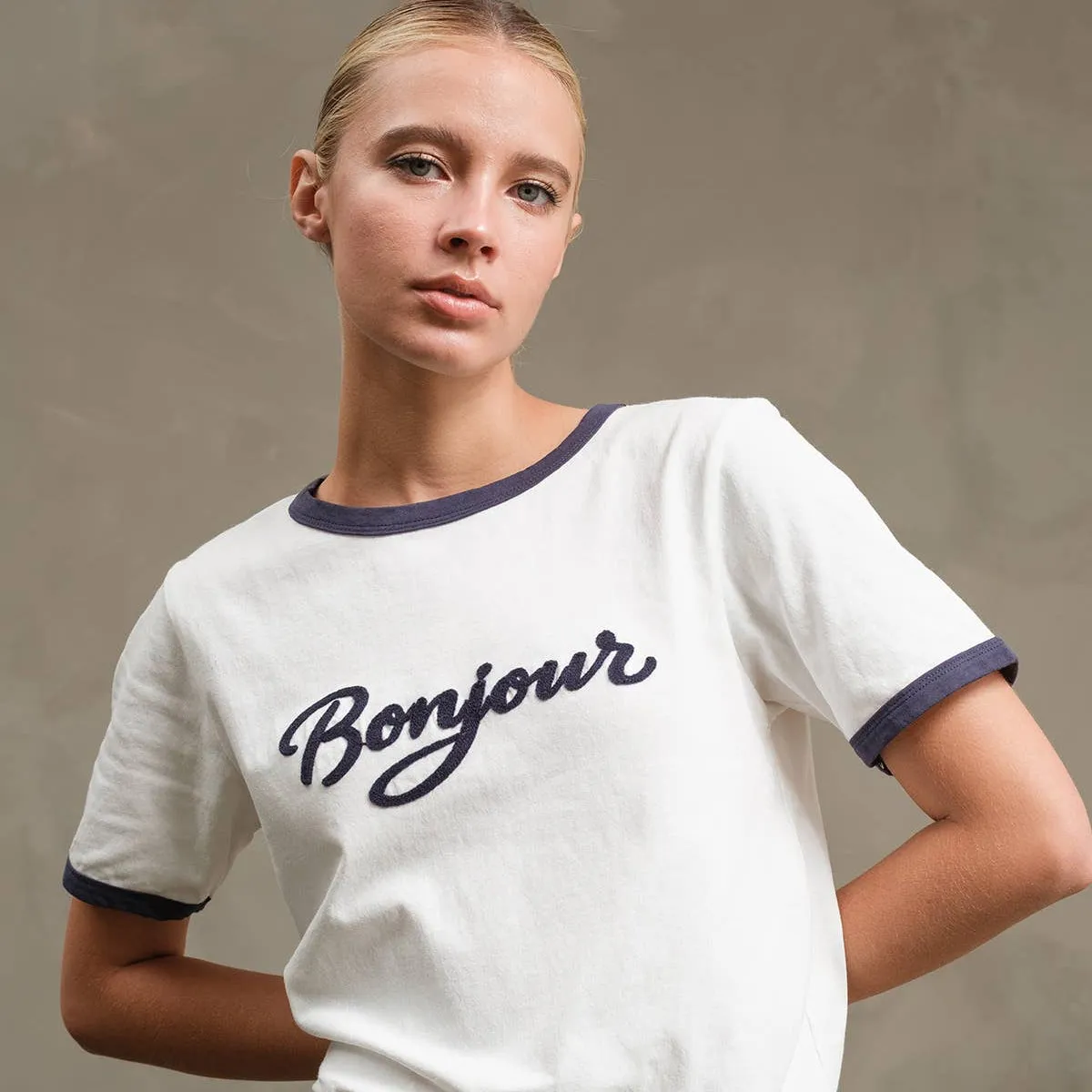 Bonjour Contrast Ringer Tee sold by Oceanne product image thumbnail 3