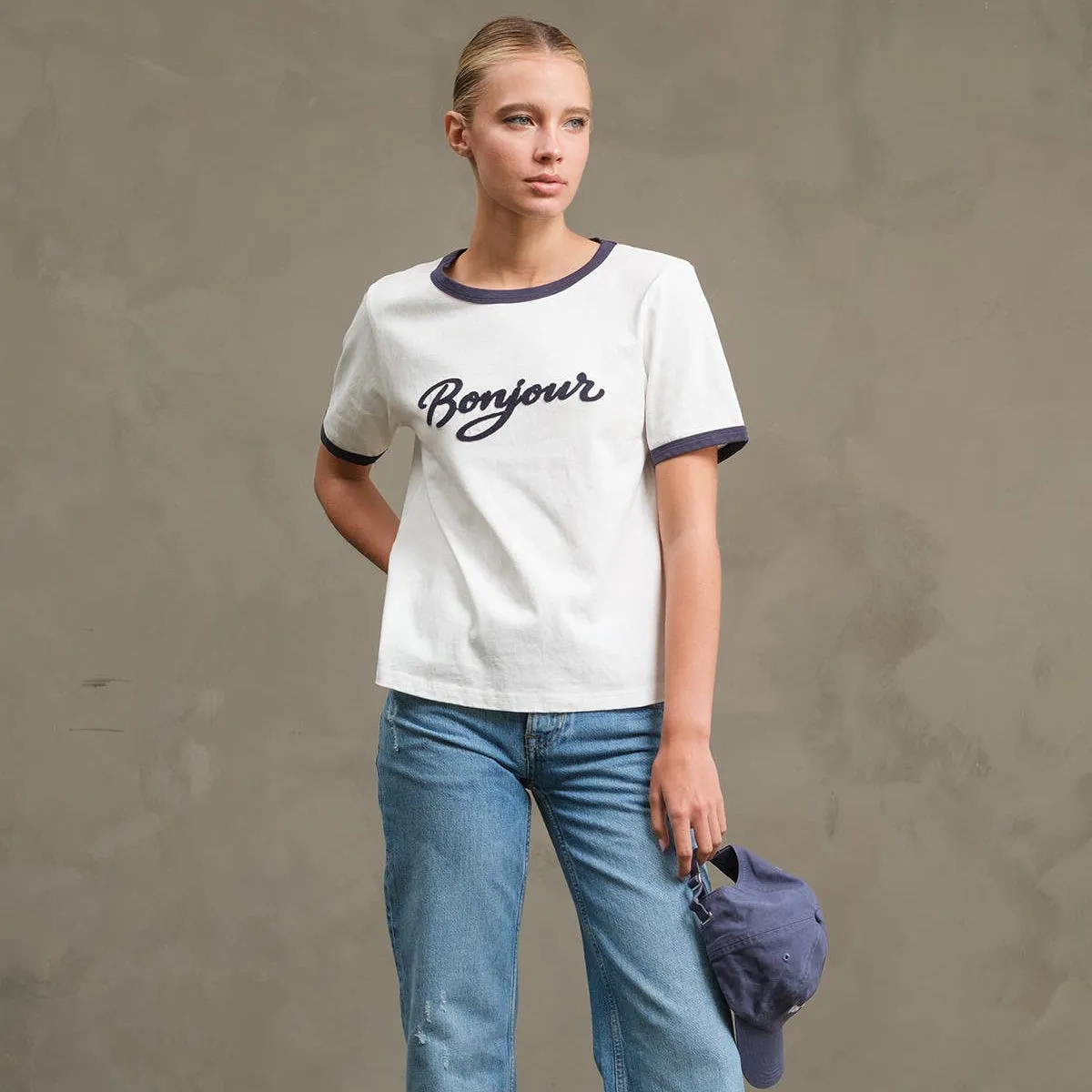 Bonjour Contrast Ringer Tee sold by Oceanne product image thumbnail 5