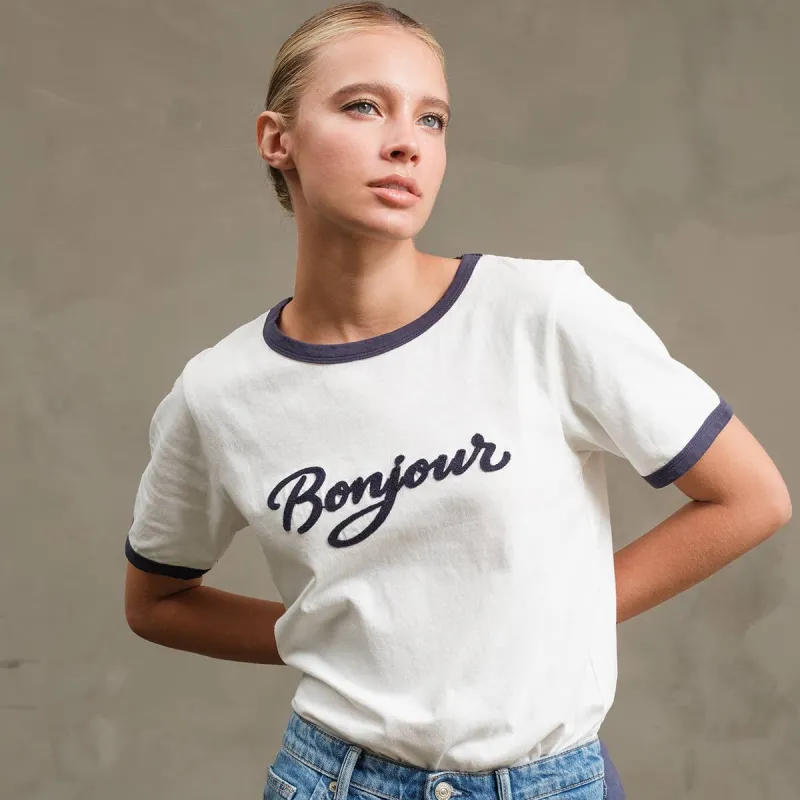 Bonjour Contrast Ringer Tee made by Raisonnel