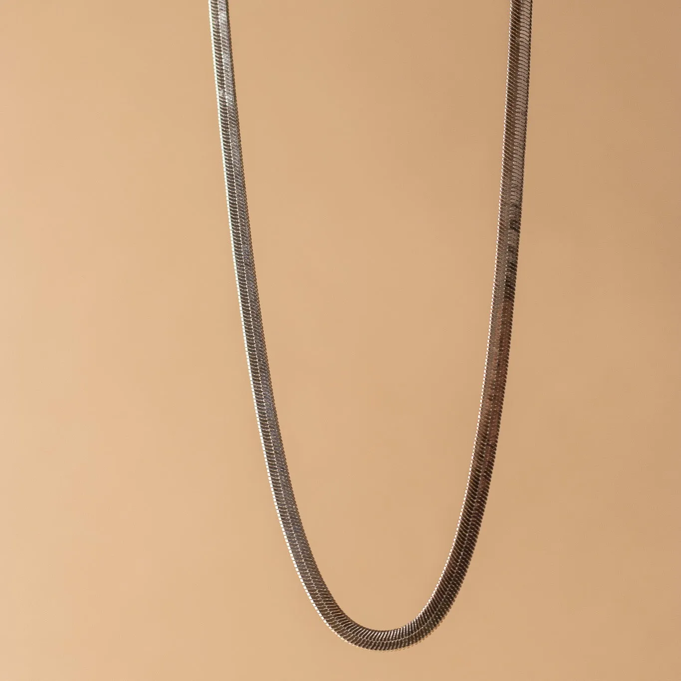Rhodium Filled Herringbone Necklace sold by Oceanne product image thumbnail 4