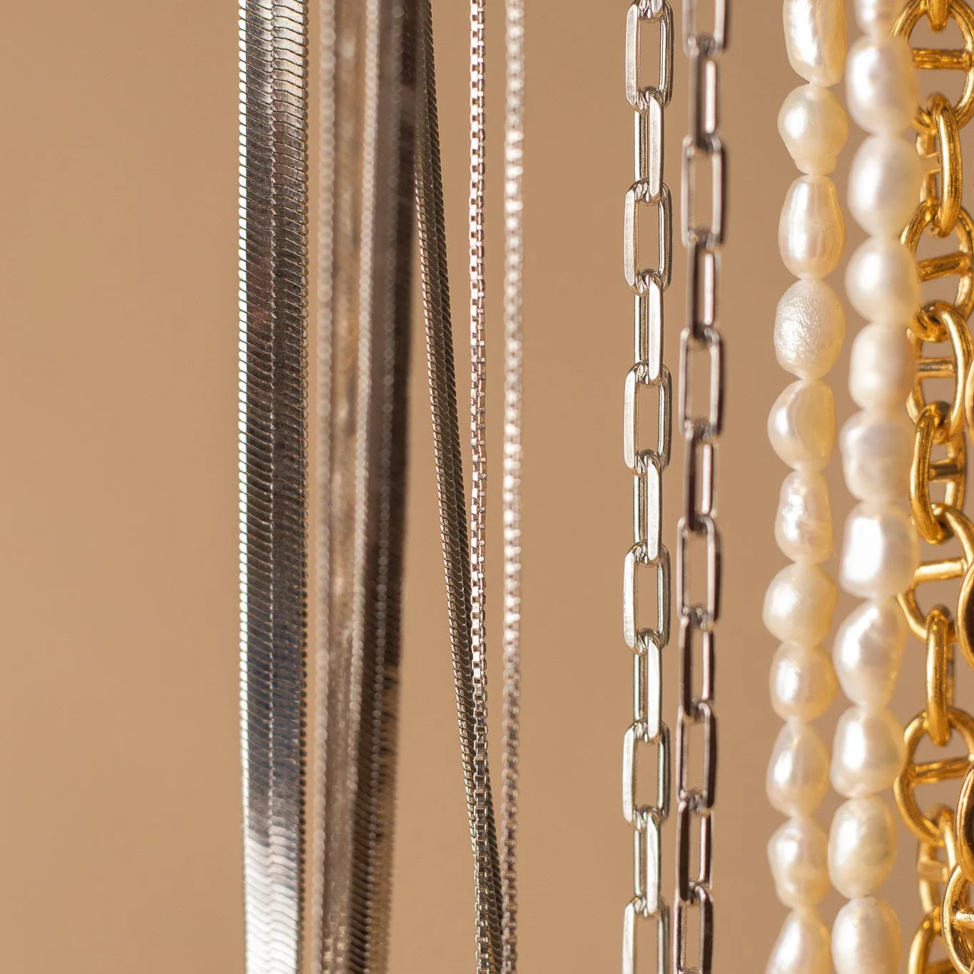 Rhodium Filled Herringbone Necklace sold by Oceanne product image thumbnail 5