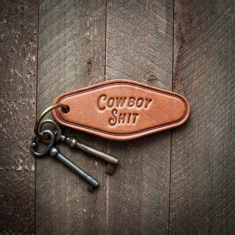 Cowboy Shit Leather Keychain Motel Style made by Oceanne