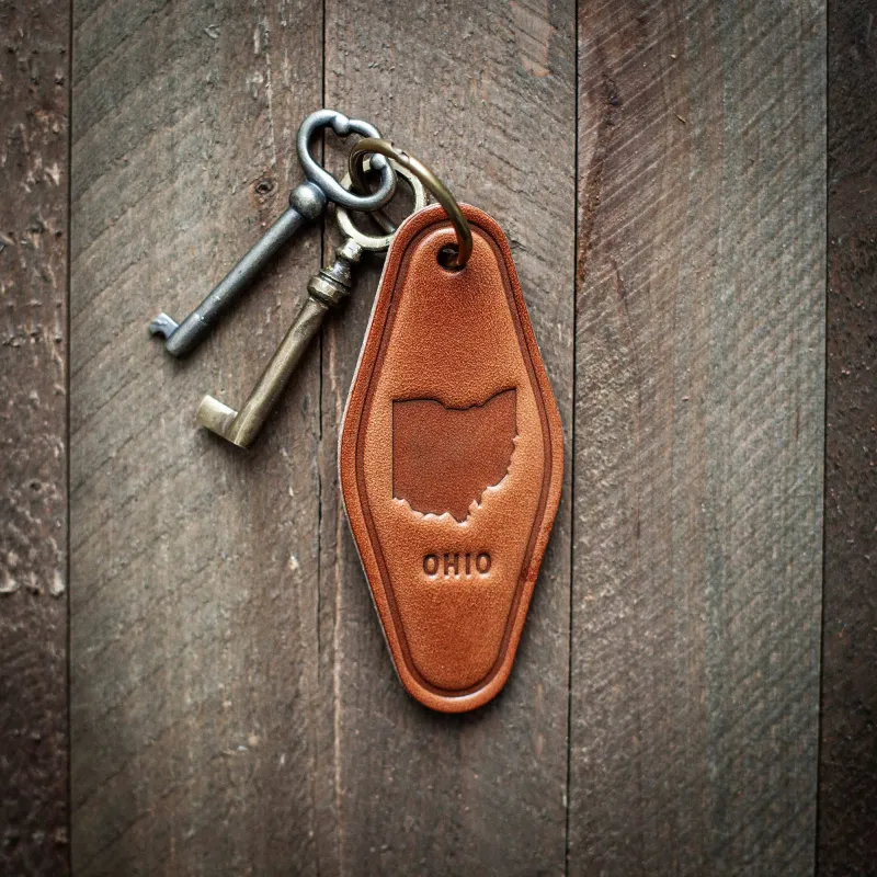 Ohio Leather Keychain Motel Style made by Oceanne