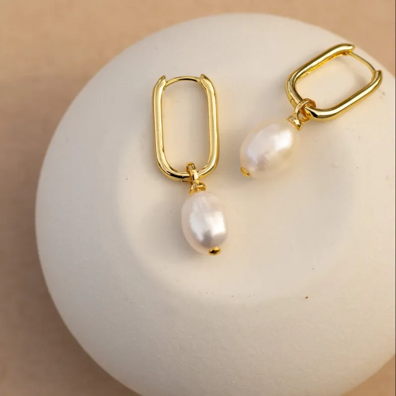 Karina Freshwater Pearl Hoops made by Oceanne