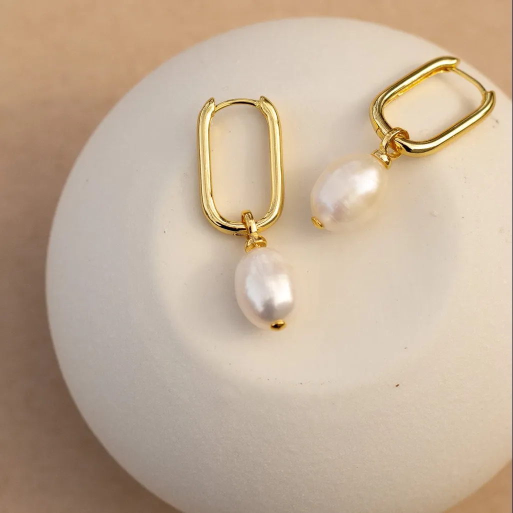 Karina Freshwater Pearl Hoops sold by Oceanne
