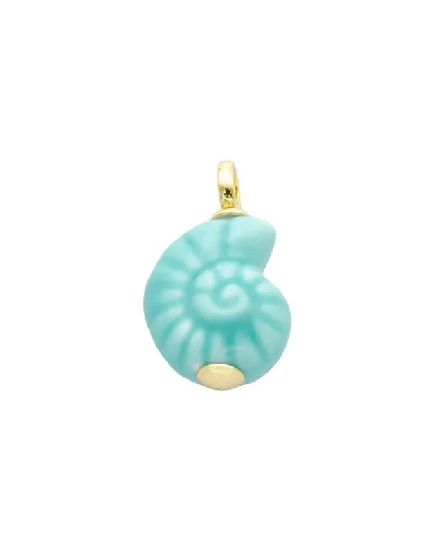 Blue Nautilus Shell Ceramic Charm made by Oceanne