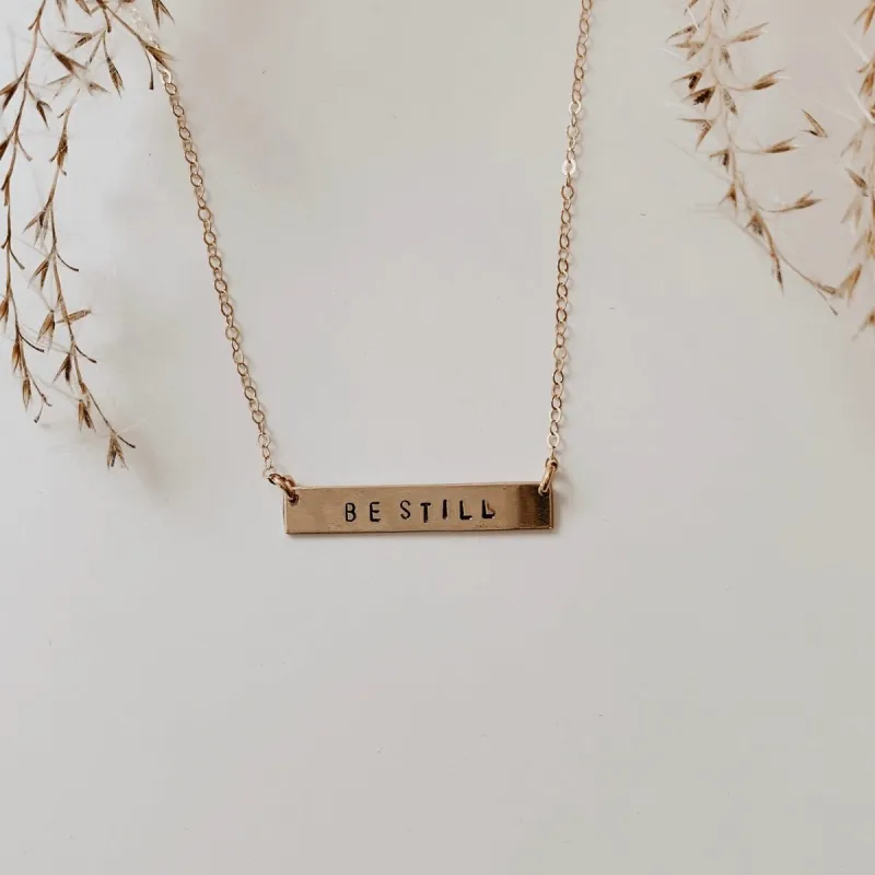 Be Still' Stamped Bar Necklace made by Oceanne