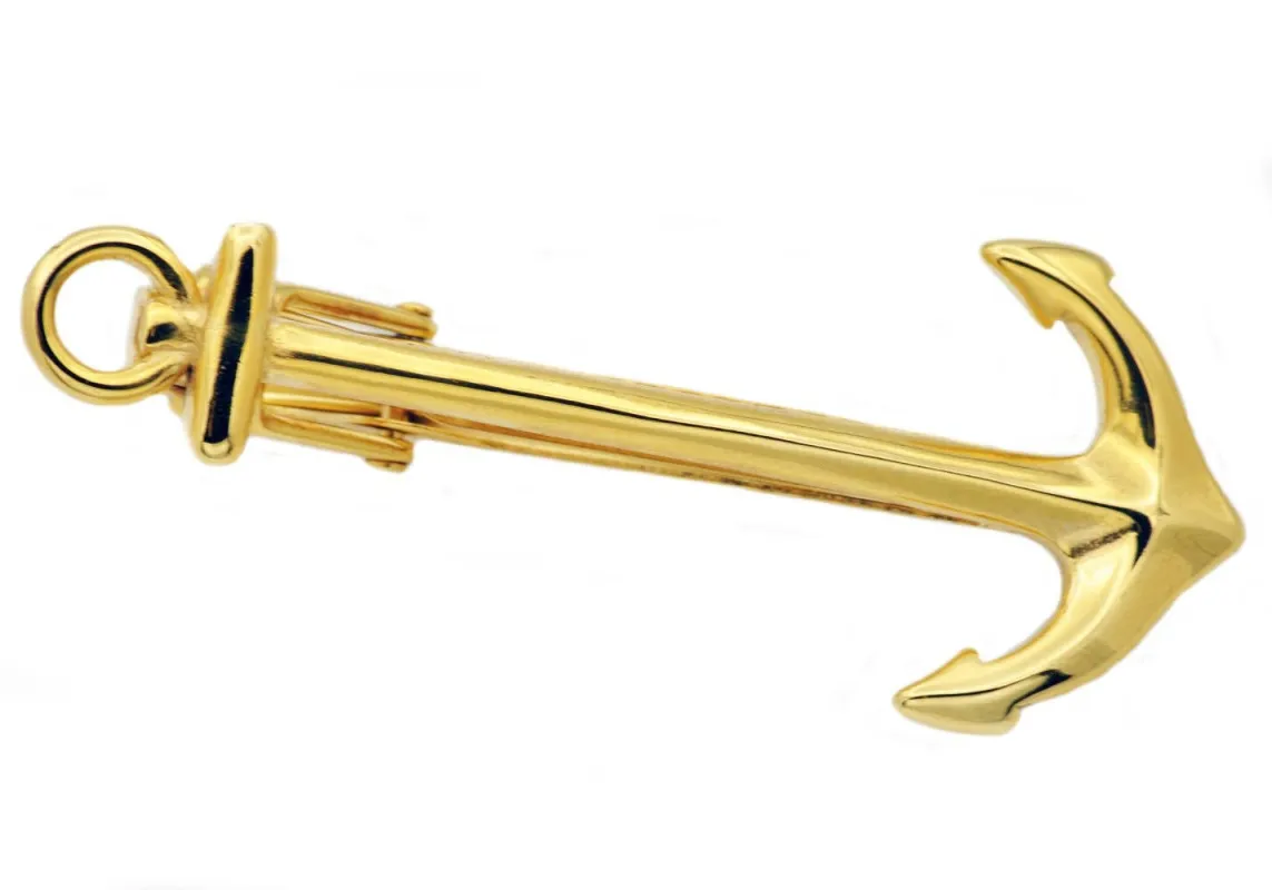 Gold Stainless Steel Anchor Tie Clip made by Oceanne