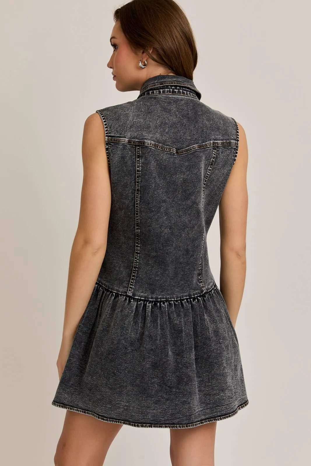 Sleeveless Denim Mini Dress sold by Oceanne product image thumbnail 4
