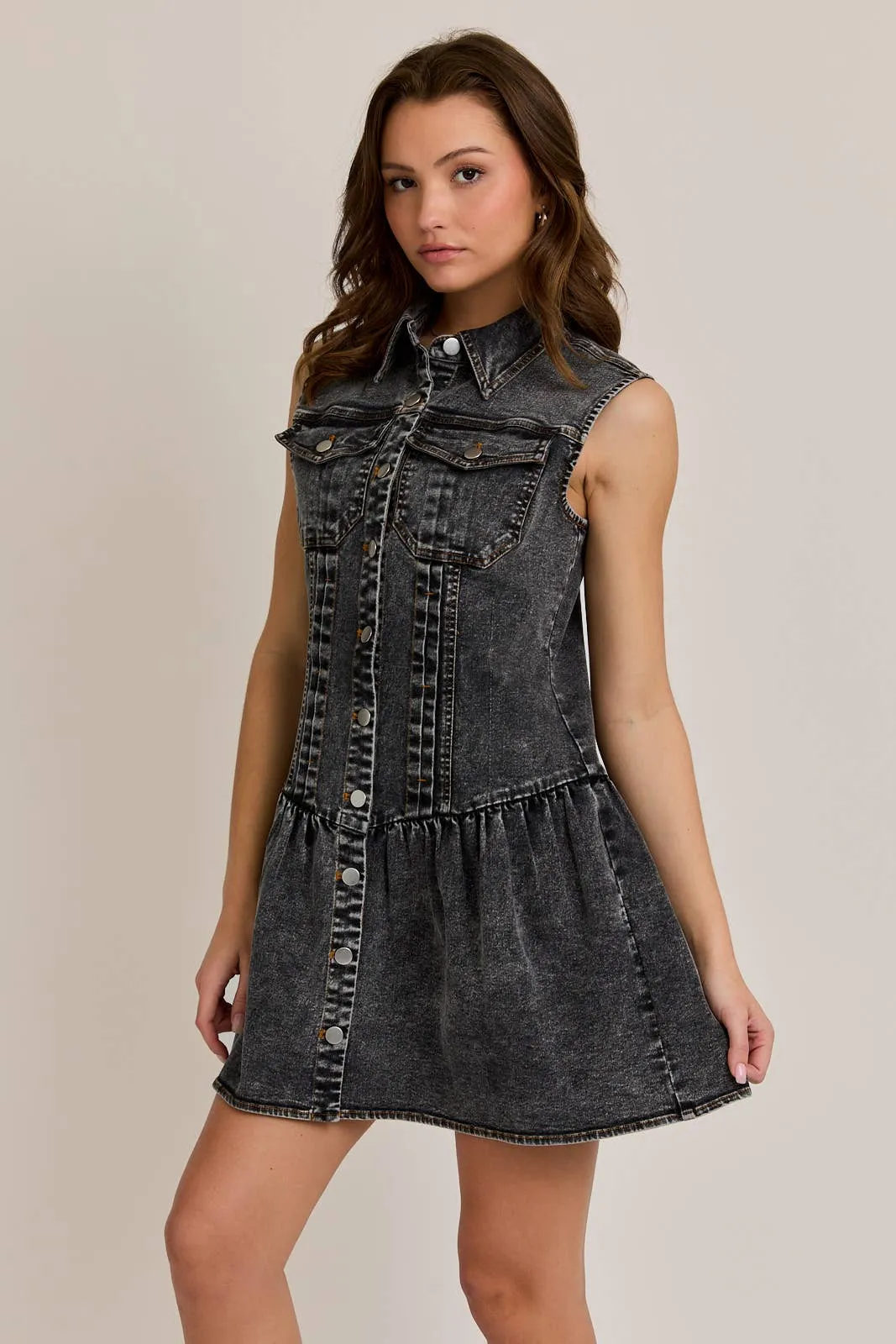 Sleeveless Denim Mini Dress sold by Oceanne product image thumbnail 2