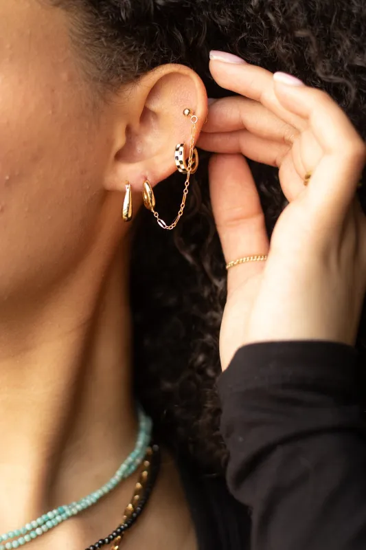 Checkered Huggies  Earrings made by Oceanne