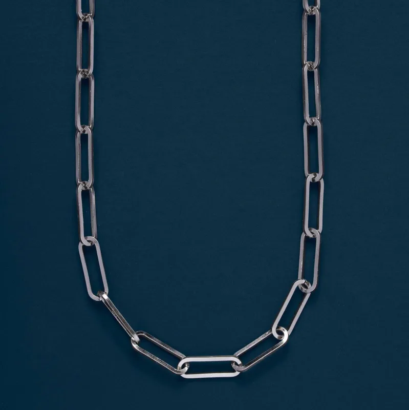 Clip Style Cable Link Necklace for Men made by Oceanne