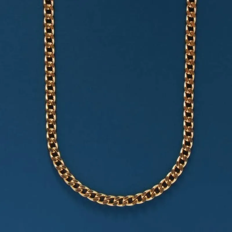 Gold 3.5mm Cuban Chain Necklace made by Oceanne