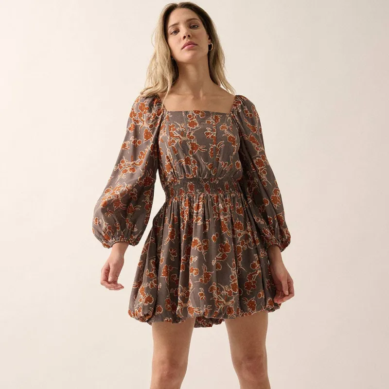 Floral Square Neck Corset Style Bodice Mini Dress made by Promesa