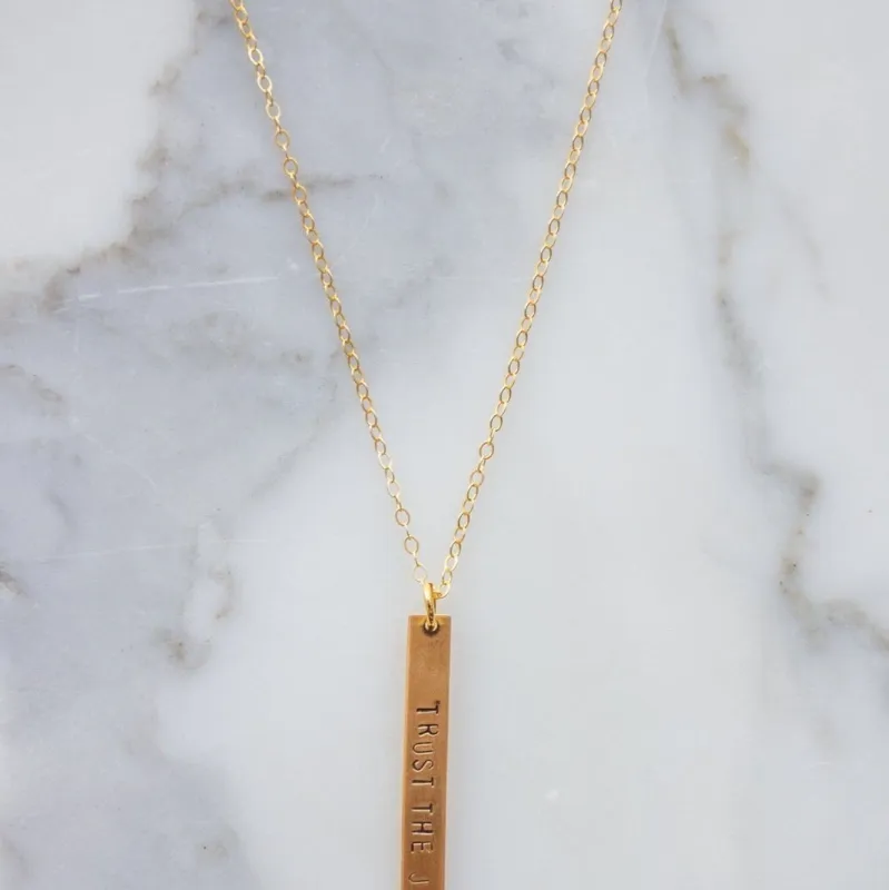 Trust The Journey' Stamped Bar Necklace made by Oceanne