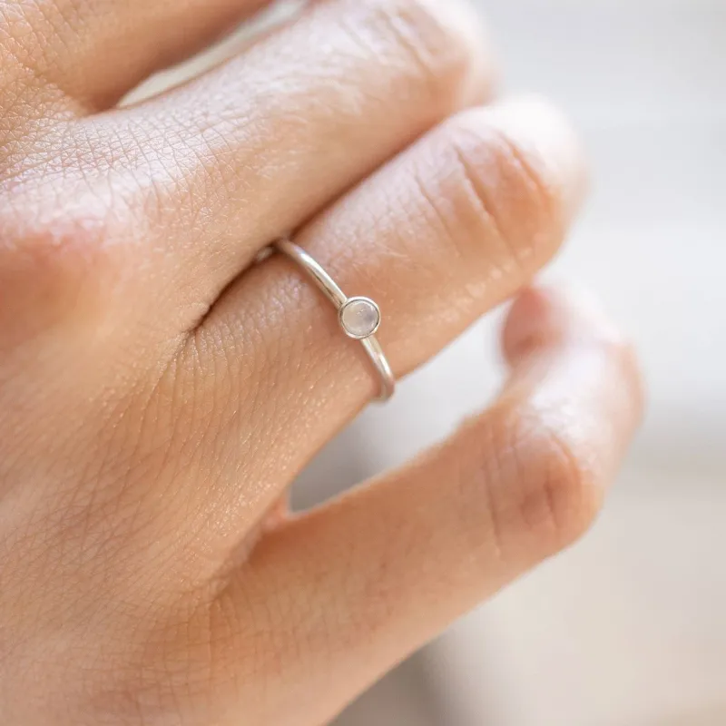 Moonstone Stacking Ring in Silver made by Oceanne