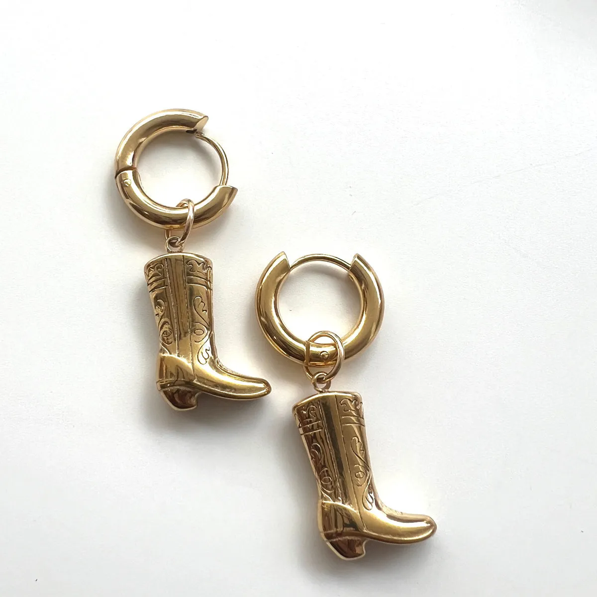 Cowboy Boot Huggie Earrings -Gold or Silver sold by Oceanne