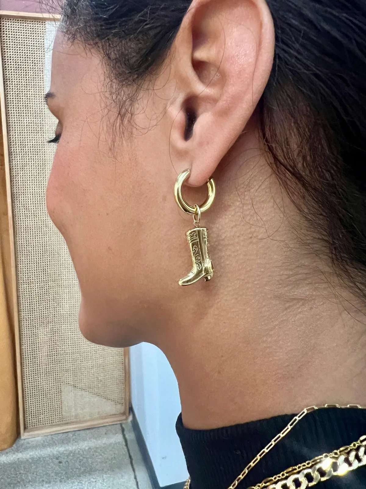 Cowboy Boot Huggie Earrings -Gold or Silver sold by Oceanne product image thumbnail 2