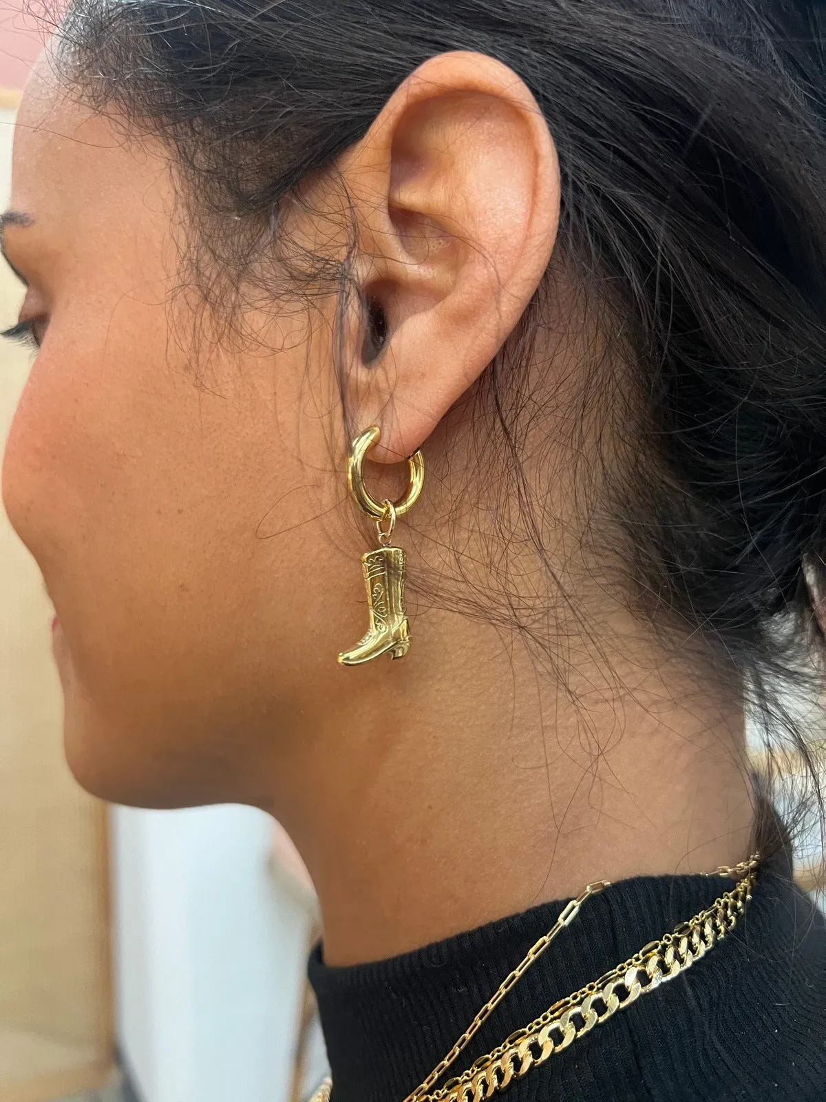 Cowboy Boot Huggie Earrings -Gold or Silver sold by Oceanne product image thumbnail 4