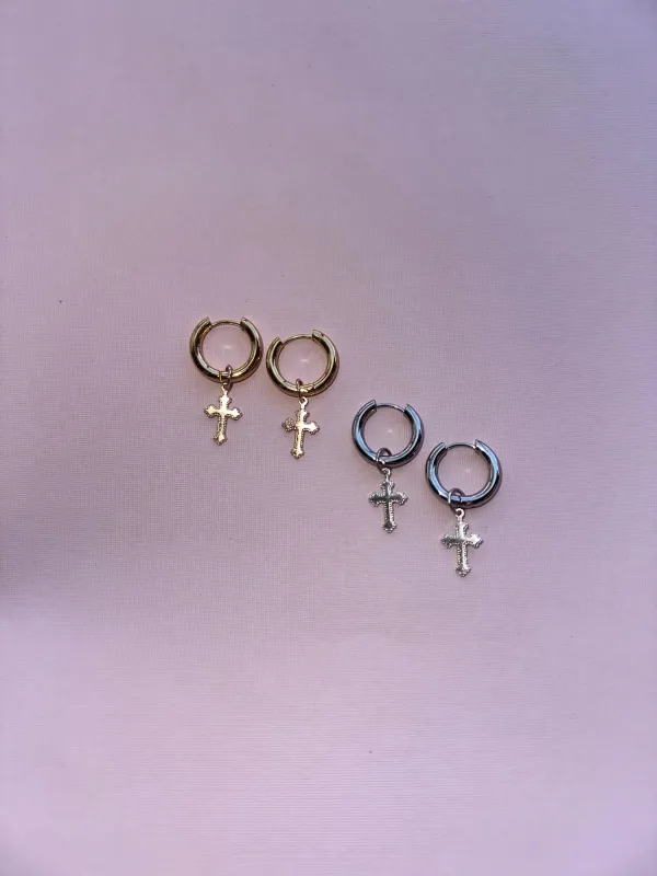 Cross Hoops made by Oceanne