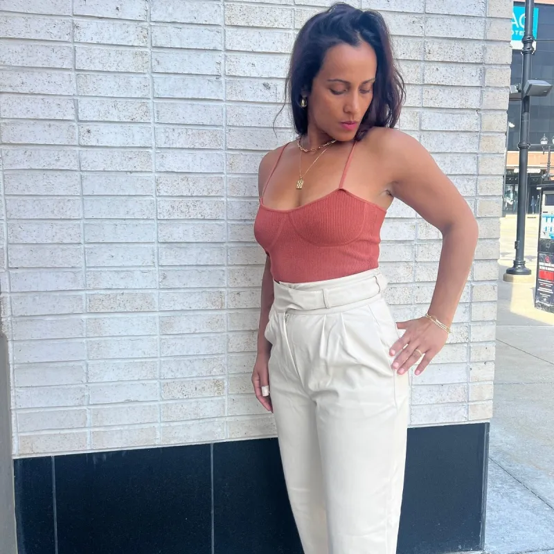 Zoya Vegan Leather Wide Leg Pants made by Crescent