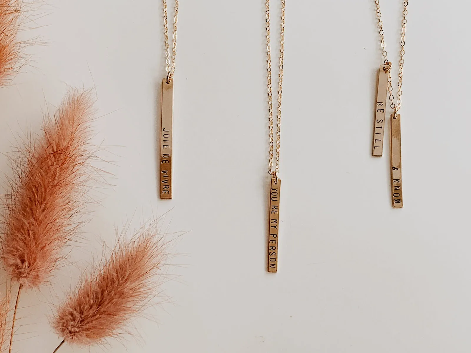 Custom Stamped Vertical Bar Necklace sold by Oceanne product image thumbnail 2