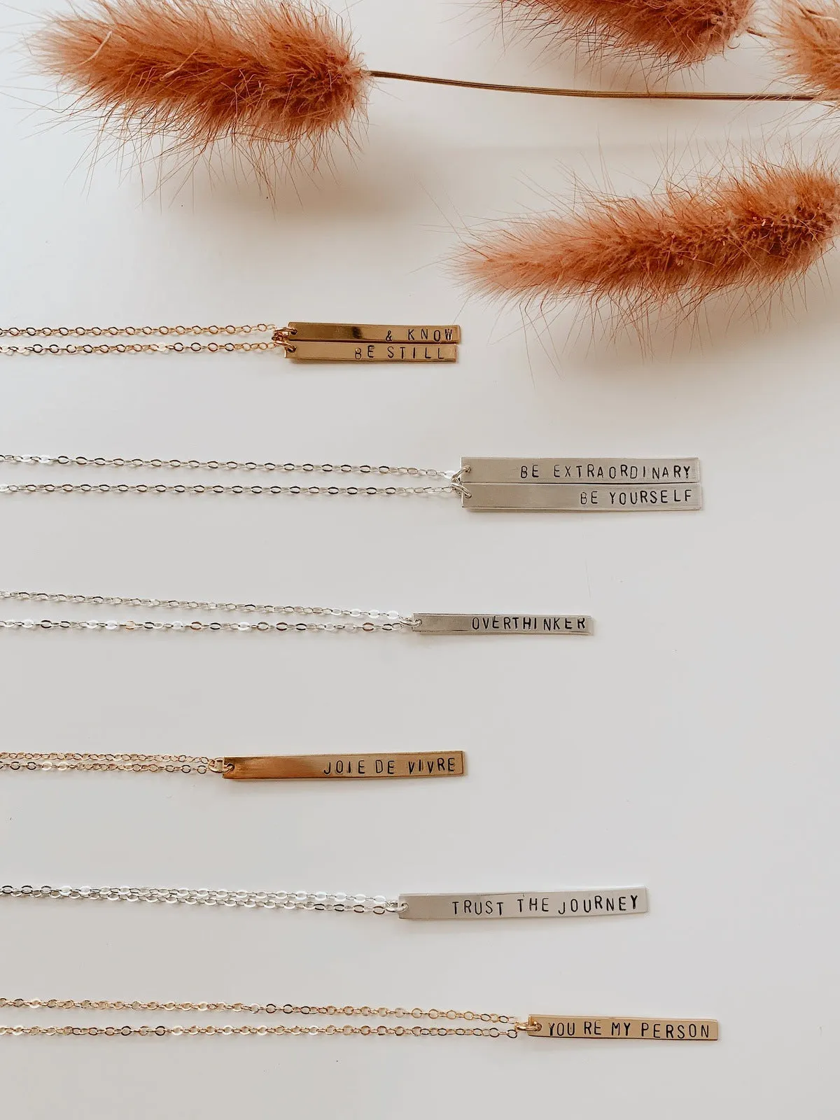 Custom Stamped Vertical Bar Necklace sold by Oceanne product image thumbnail 3