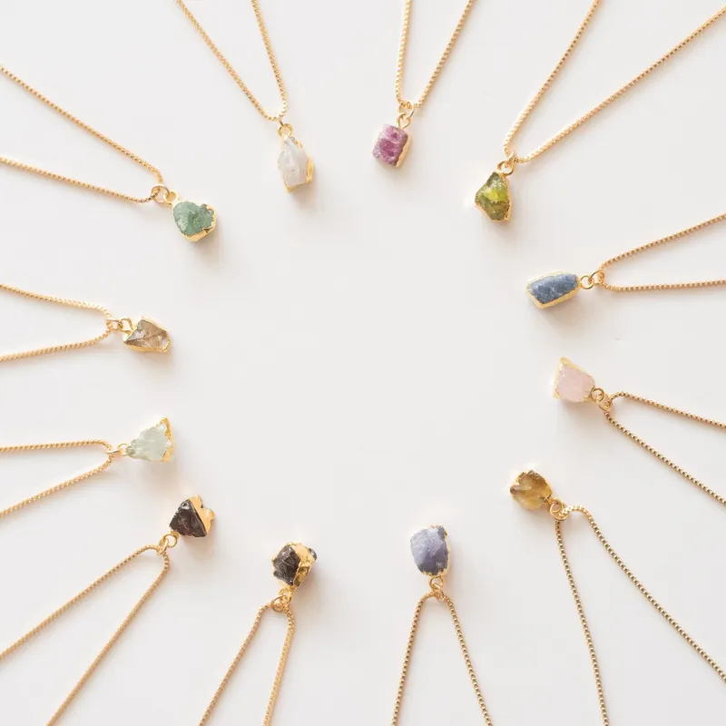 24K Gold Foil Raw Birthstone Charms made by Oceanne