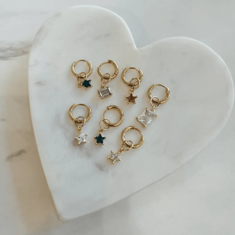 Gemstone Charm Hoops made by Oceanne